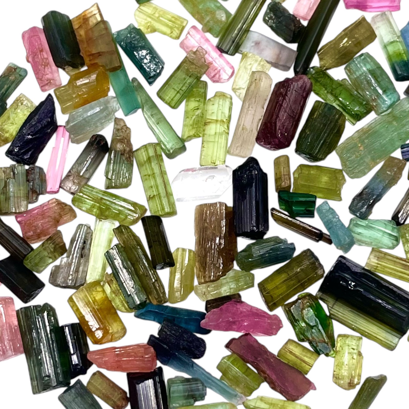 116 Pcs Natural Tourmaline 5-19mm Multi Color Rough Stick Loose Gemstones Lot