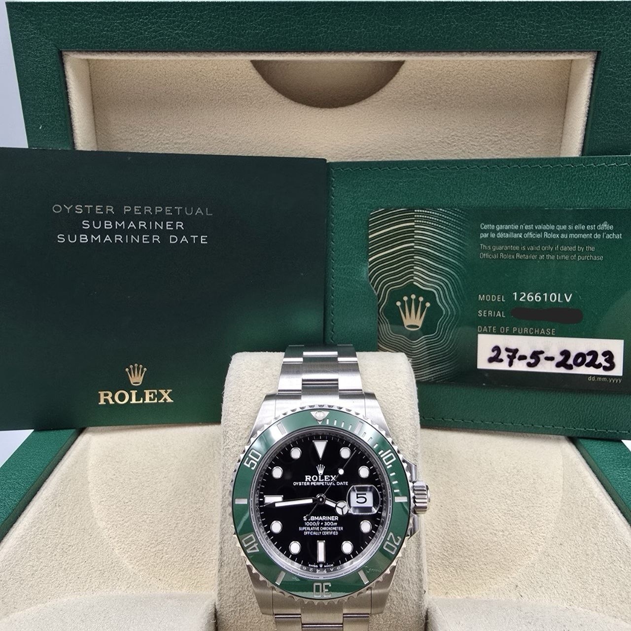 PAPERS 2023 Rolex Submariner Date Starbucks Green Bezel Black 41mm 126610LV BOX