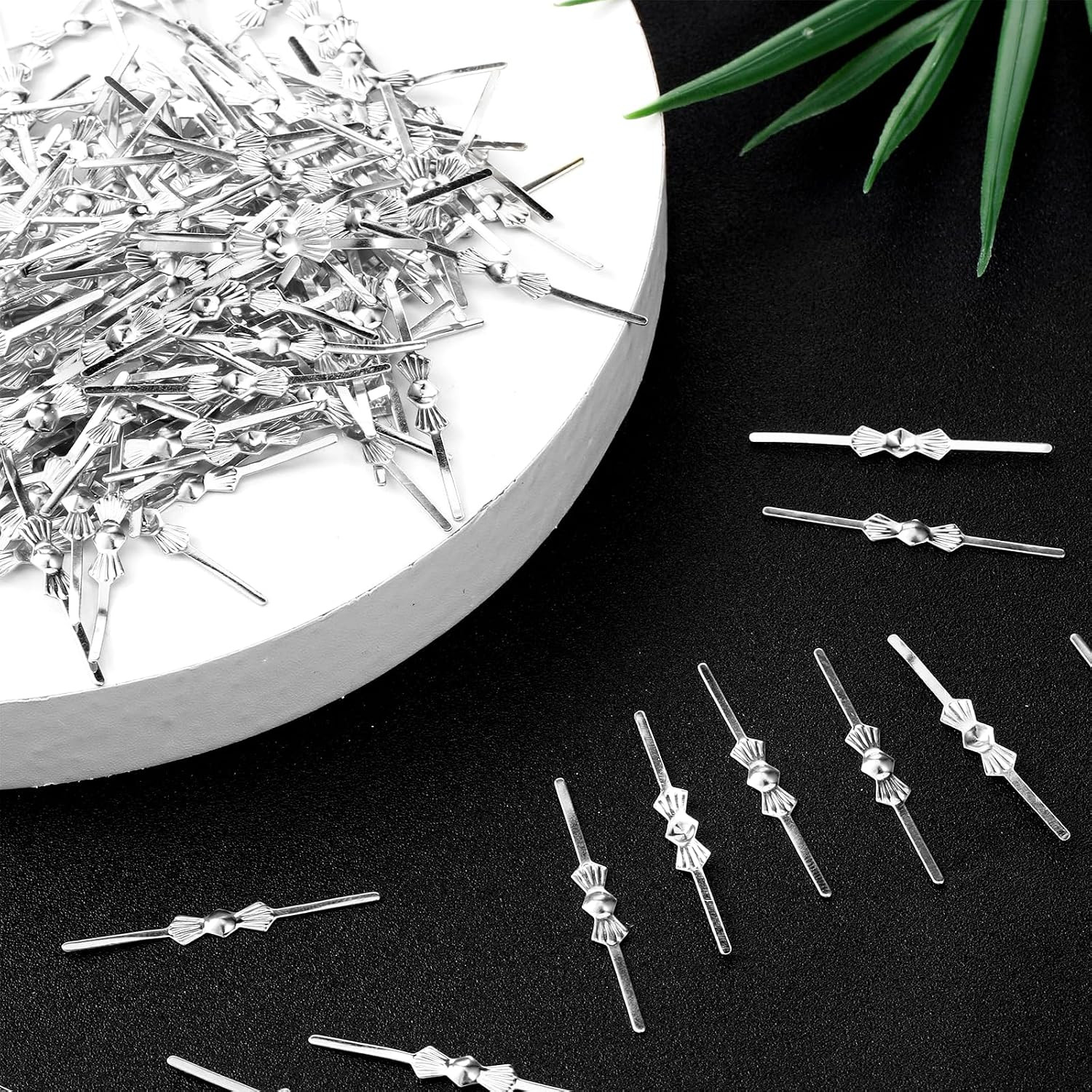 300 Pcs Bow Tie Crystal Connectors Chandelier Hooks for Crystals Metal Fastening