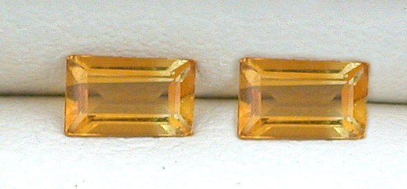 Two 4.5mm x 2.5mm Custom Cut Rectangle Baguette Golden Citrine Gemstone EBS4469