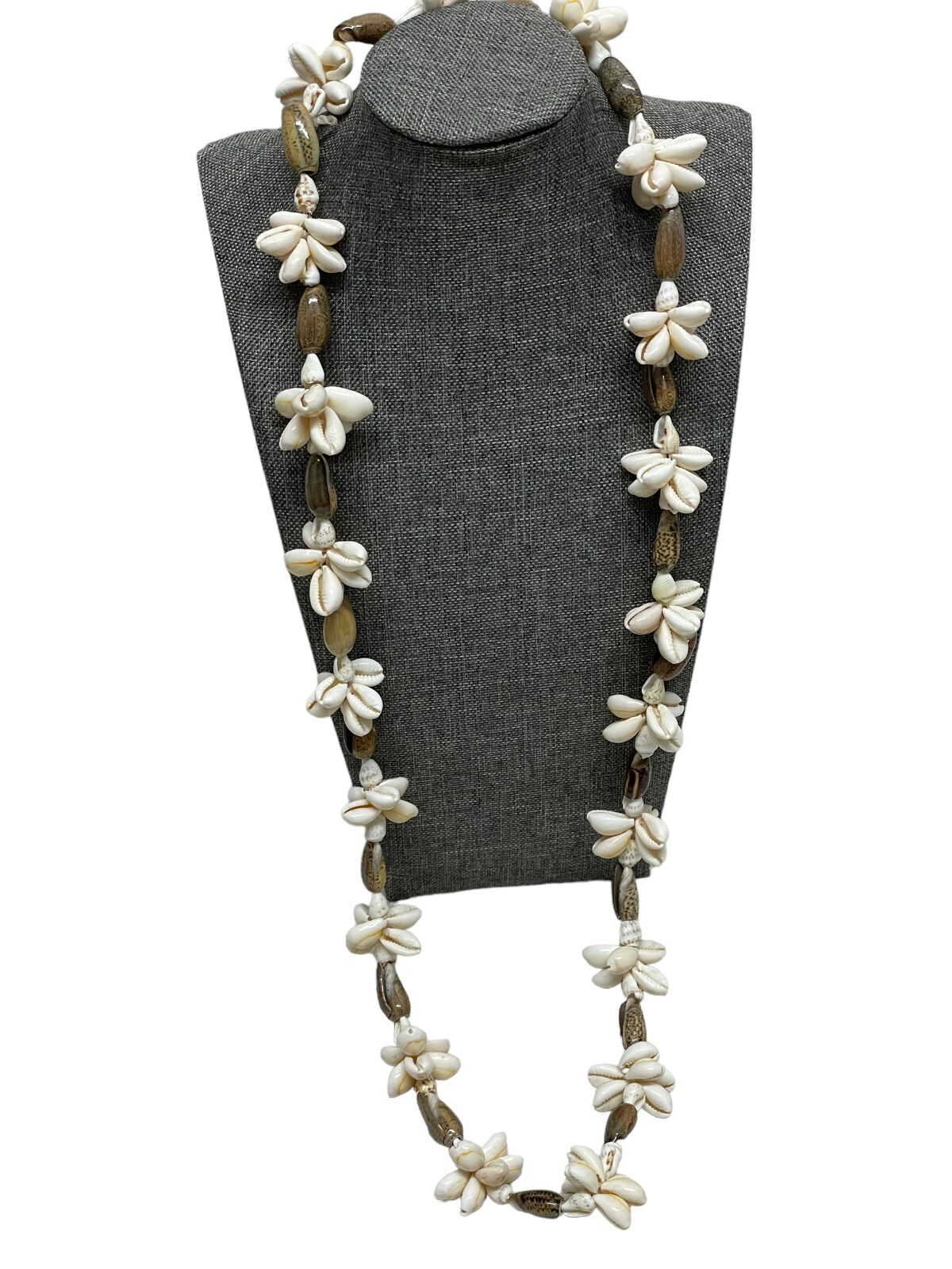 (7) Vintage Philippines Cowrie Mixed Shell Long Strand Necklaces Hippy Boho