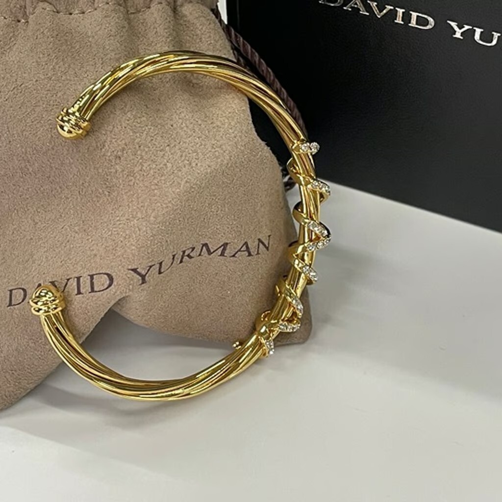 David Yurman 4mm Cable Classic Bracelet with 18K Gold /Diamond