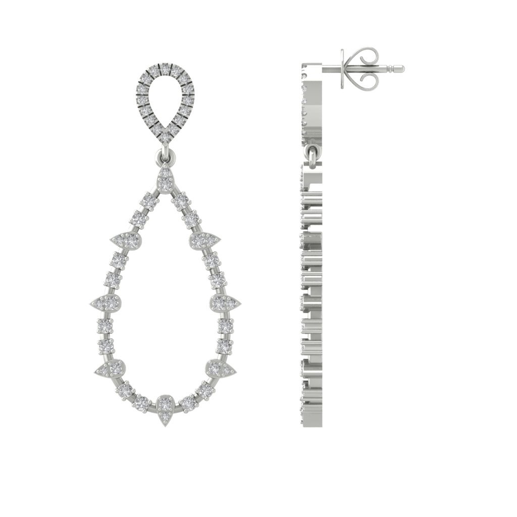 Sterling Silver 0.62Ct Round Lab Grown Diamond Fashion Drop & Dangle Earrings