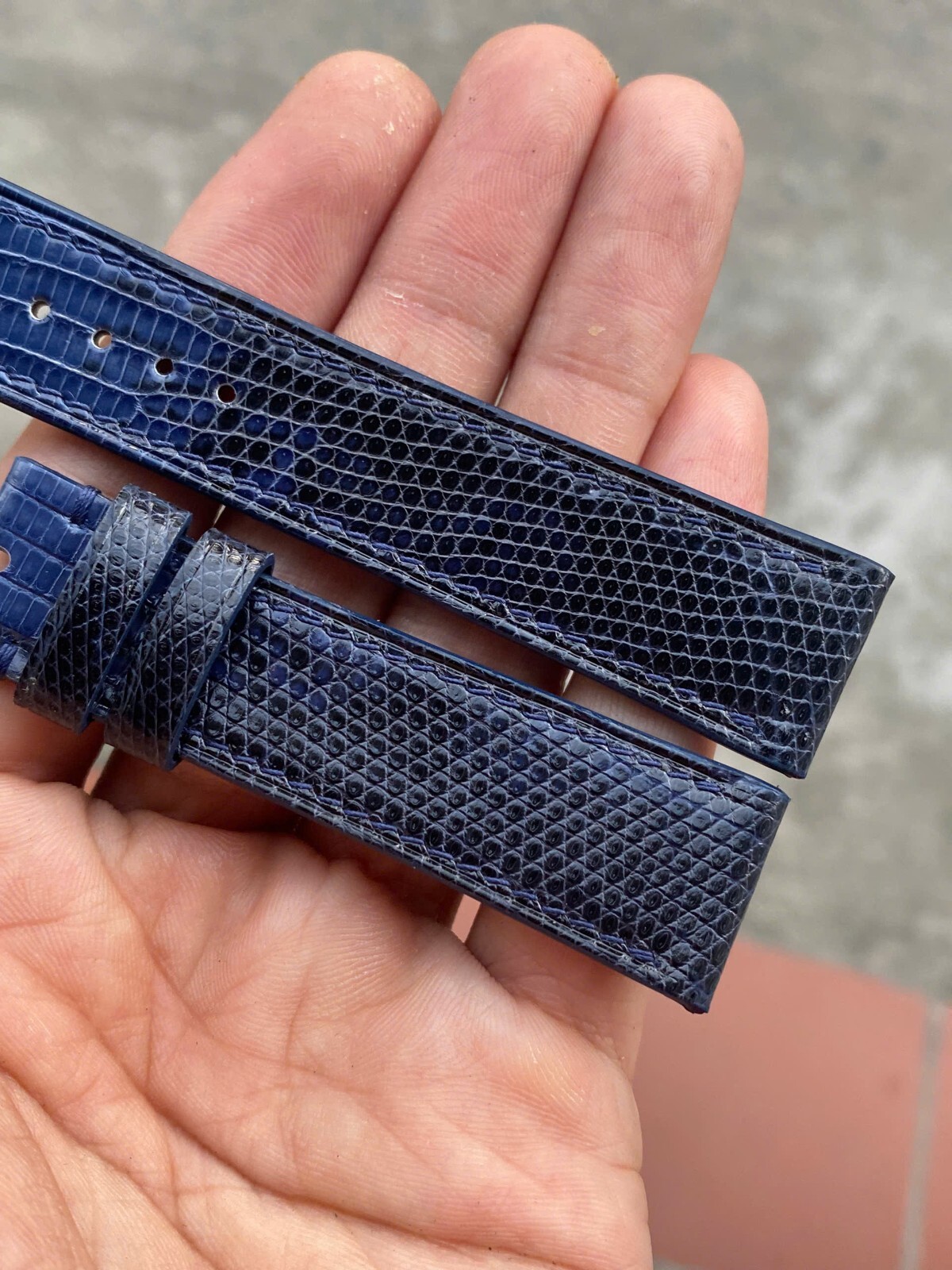 Navy Genuine Lizard skin leather watch strap band 10…17 18 19 20 21 22 23 26mm