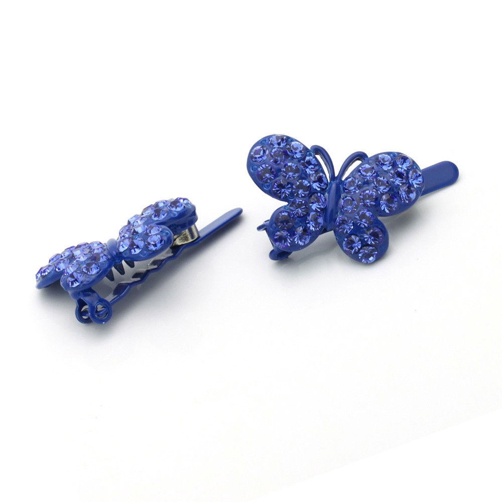 Hand Made Hair Jewelry Butterfly Magnet Barrette, Navy Rhinestone, 1 pc only
