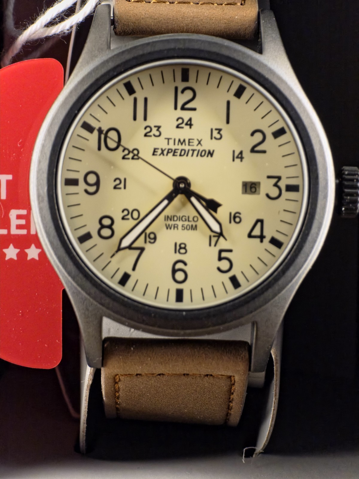 Timex Men’s T49963 Expedition Scout 40mm Leather Strap Watch