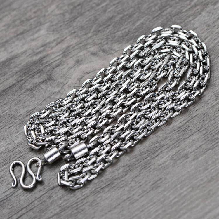 Real 925 Sterling Silver Chain Necklace Women Men Solid 4mm Cable Link Necklace