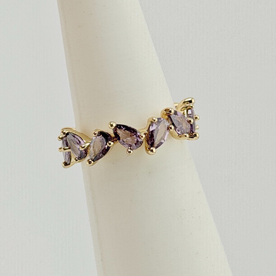 Bomb Party 360 Band Sz 5 “A New Look” Purple Topaz on Yellow Gold RBP6646 No Bag