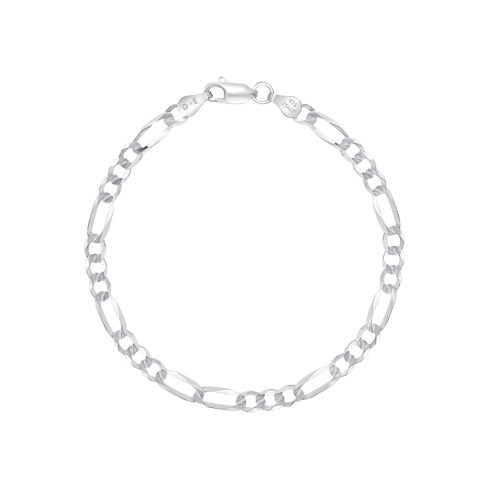 Solid 925 Sterling Silver Italian 4.7mm Flat Figaro Link Chain Necklace, 20-Inch