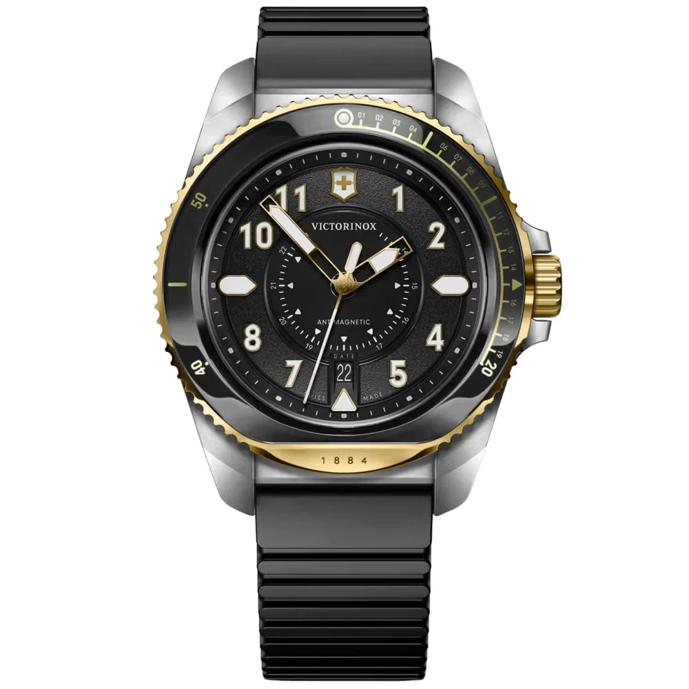 Victorinox Journey Men’s Quartz Watch 242014 Black Dial Rubber 1884 43mm 200M