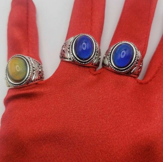 Men and Women Silver Mood Ring Color Change Size 7, 7.5, 8, 8.5, 9, 9.5, 10, 11