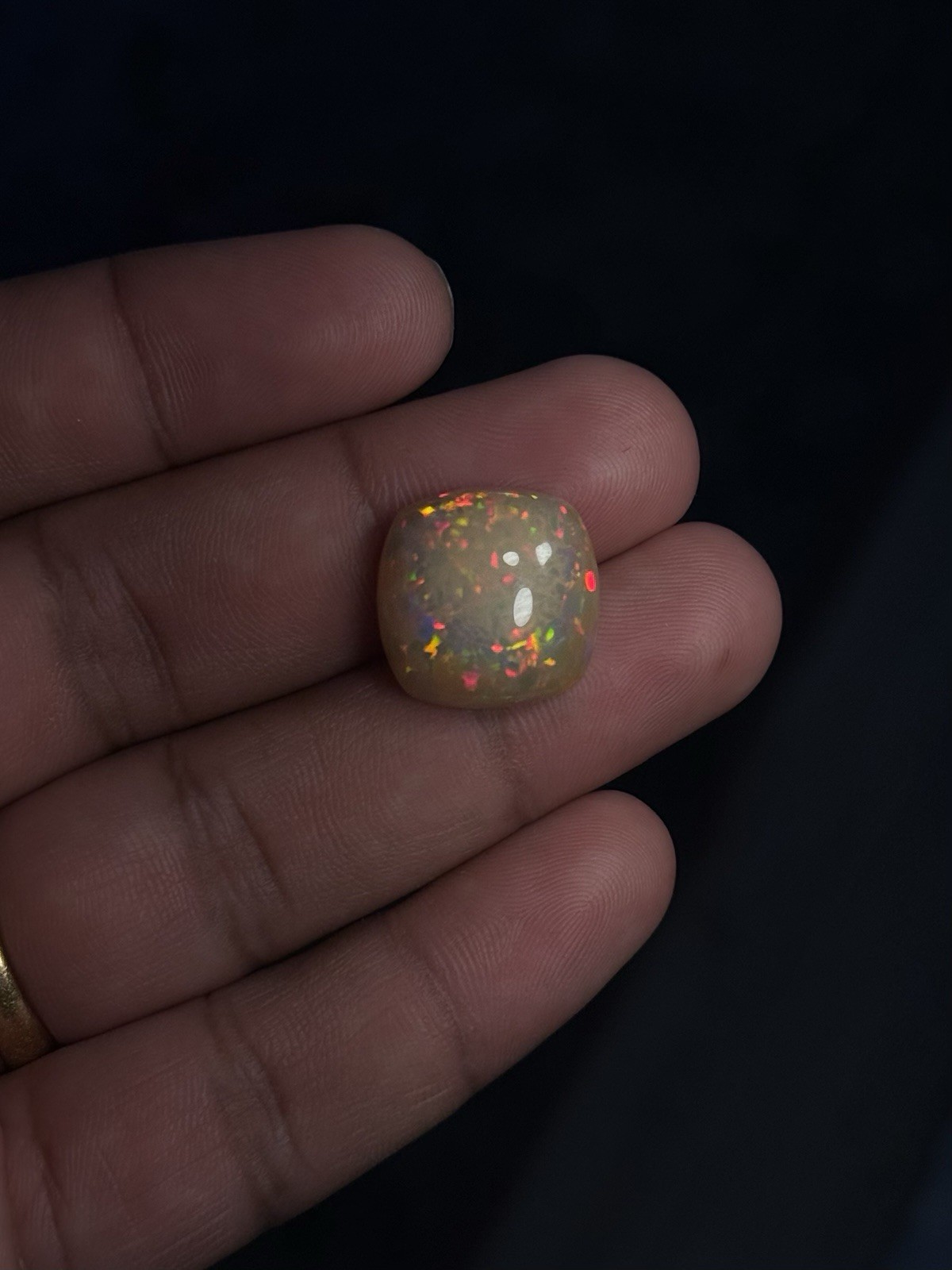 Natural Orange Opal 13.93 Ct Square Cabochon Play of Color 18.11×17.97mm IGTL