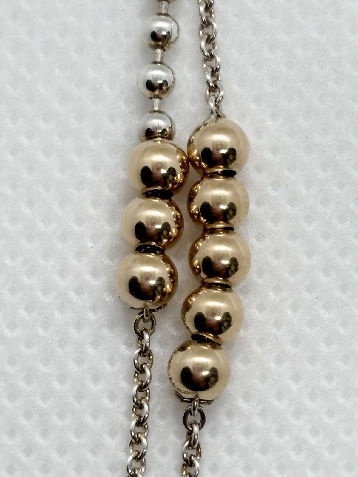 Tiffany & Co Sterling Silver & 18k Gold Mixed Beads Long Necklace 30” 7.69g