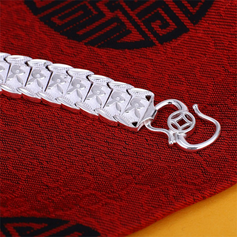 Pure 990 Fine Silver Bracelet Women Men 13mm Rabbit Watch Link 7inch to 8inch