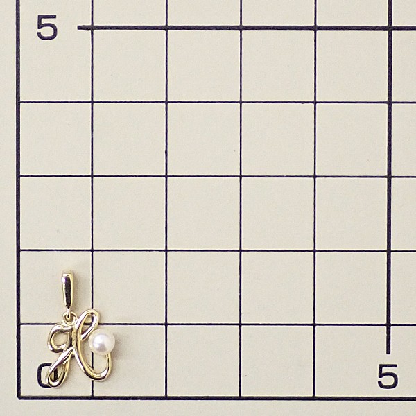 MIKIMOTO Akoya Pearl Pendant top K18 yellow gold Initial alphabet H Used 908437