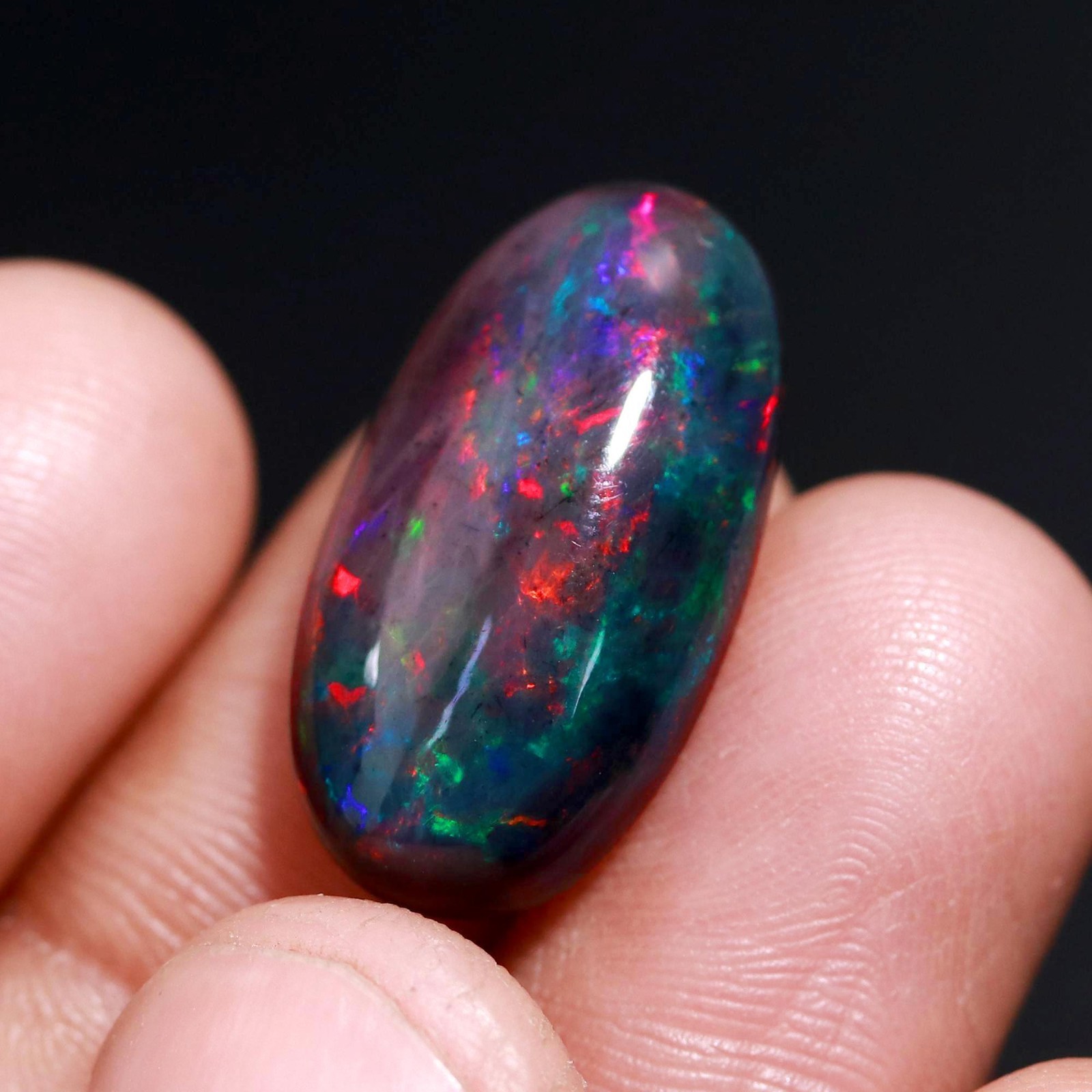 Black Ethiopian Opal Loose Gemstone Big Size 23×12.2×6.2mm 9.05ct