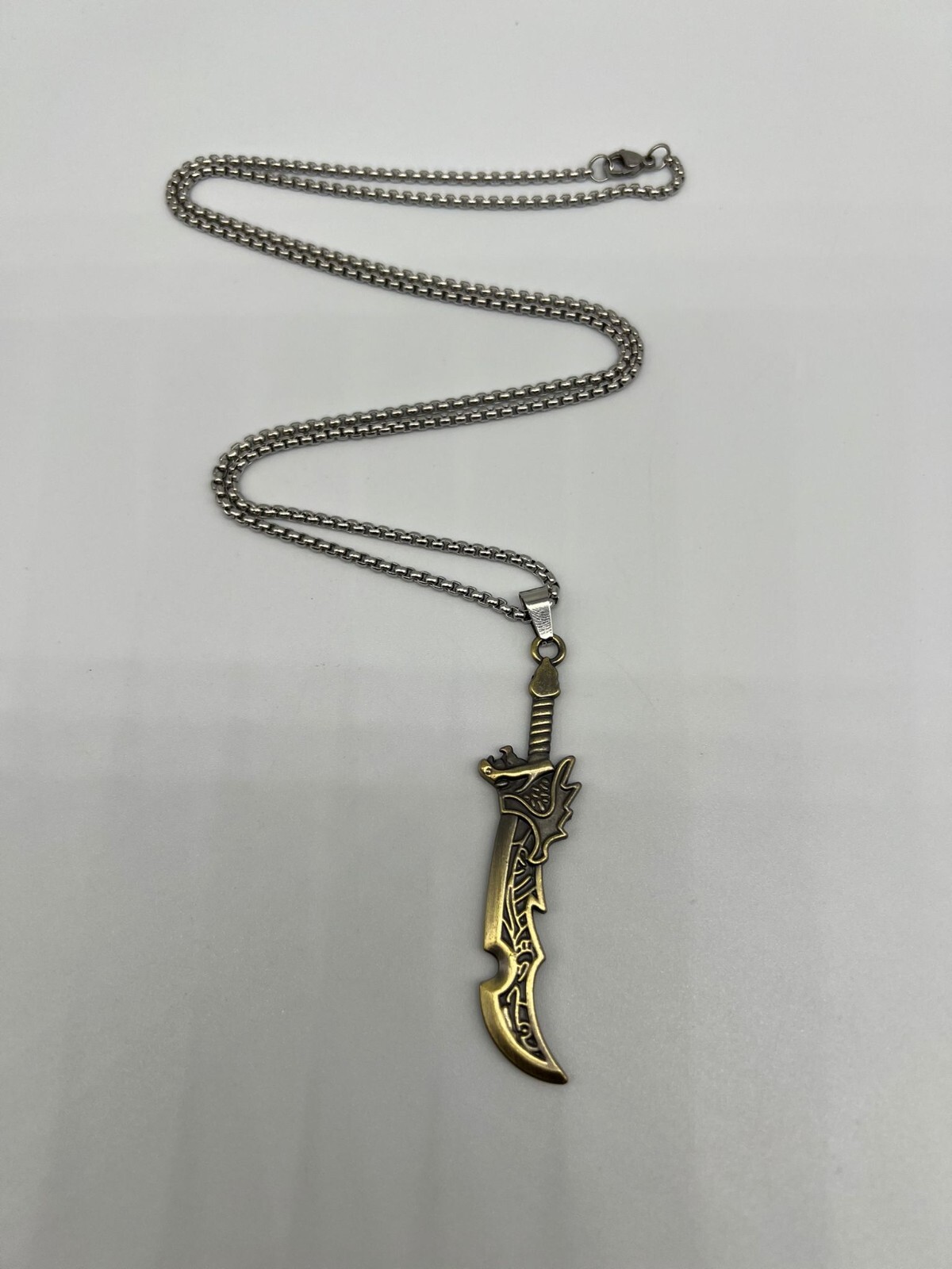 Stainless Steel Bronze Knife Dagger Weapon Pendant on Chain