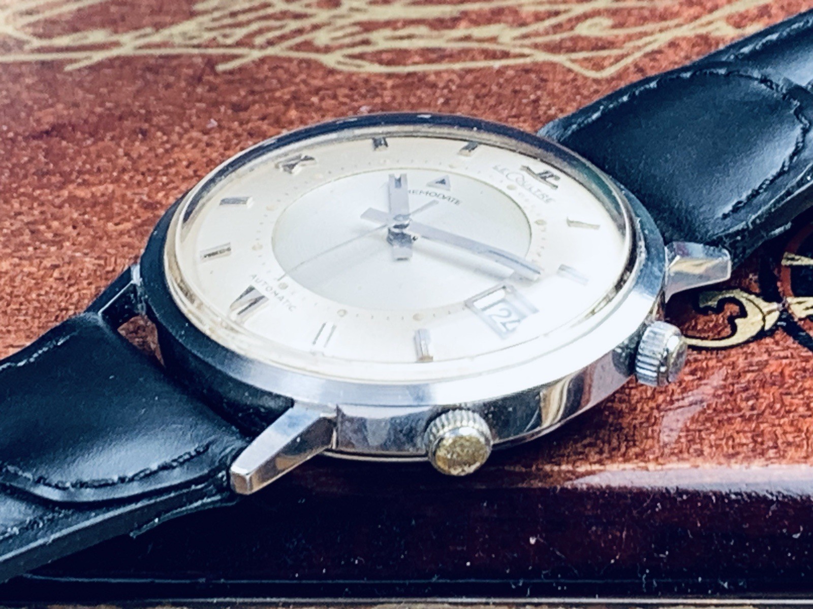 🚩JUMBO JAEGER-LeCOULTRE MEMODATE BUMPER AUTOMATIC MAN’S ALARM WATCH Runs 2FIX