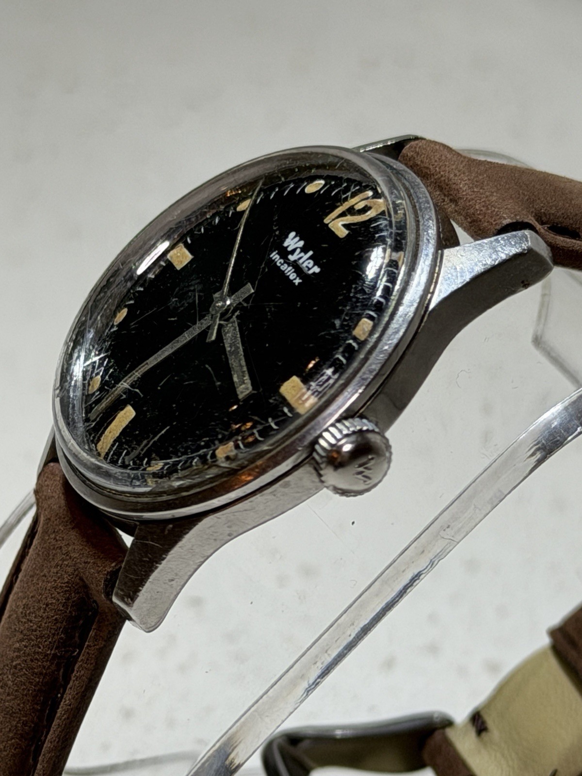 Vintage Wyler Incaflex Military Black Dial 1974-1122