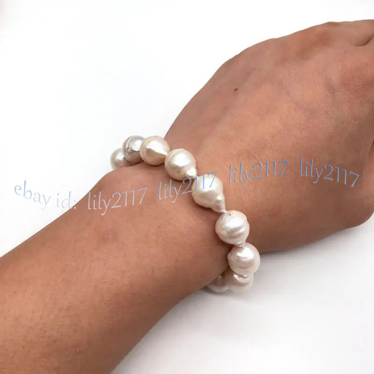 Rare 15-20mm Genuine Natural South Sea White Baroque Keshi Pearl Bracelet 8”