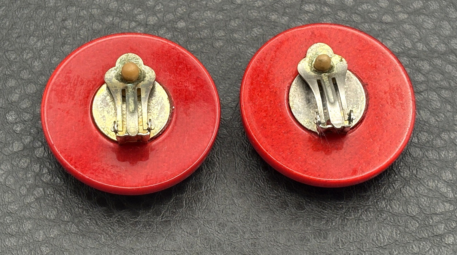 Vintage 80s Heraldic Coat of Arms Lion Shield Excelsior Rhinestone Red Earrings