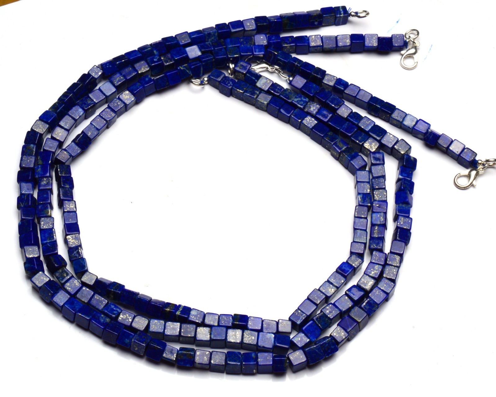 Natural Gem Afghanistan Lapis Lazuli 5MM Approx Size Cube Beads Necklace 17″