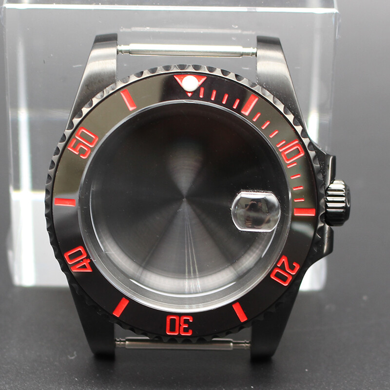 40mm Watch Cases Parts Stainless Steel Ceramic Bezel Fit Nh35 Eta 2824 Movement
