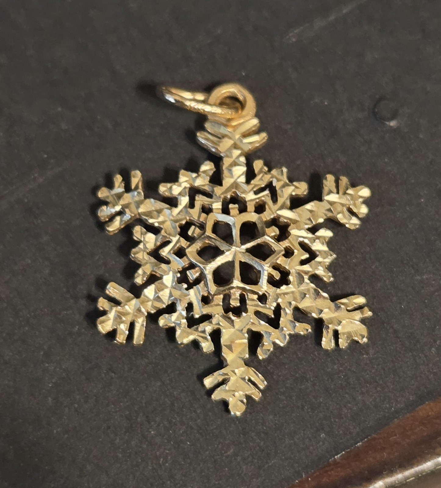 10k Yellow Gold Bolivia Snowflake Charm Pendant