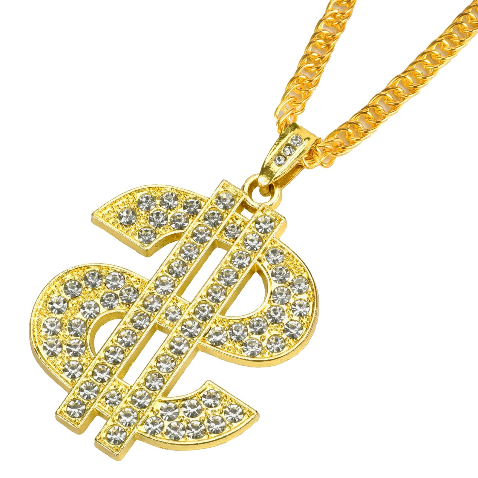 Dealoco Hip Hop Gold Chain Long Gold Plated Accessories Mens Dollar Sign