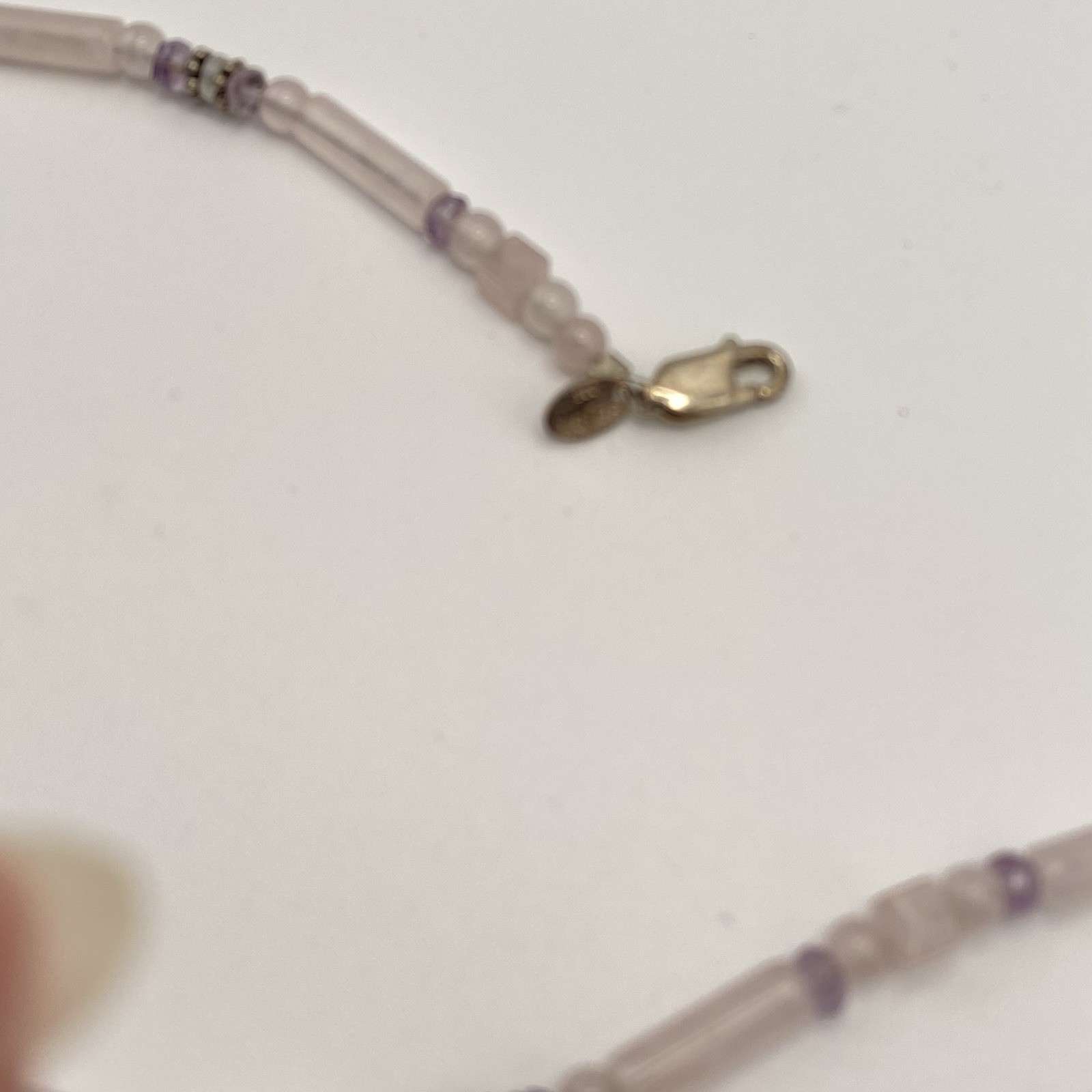 Sajen 925 Sterling Silver Necklace Rose Quartz Amethyst Beaded Accents Vintage
