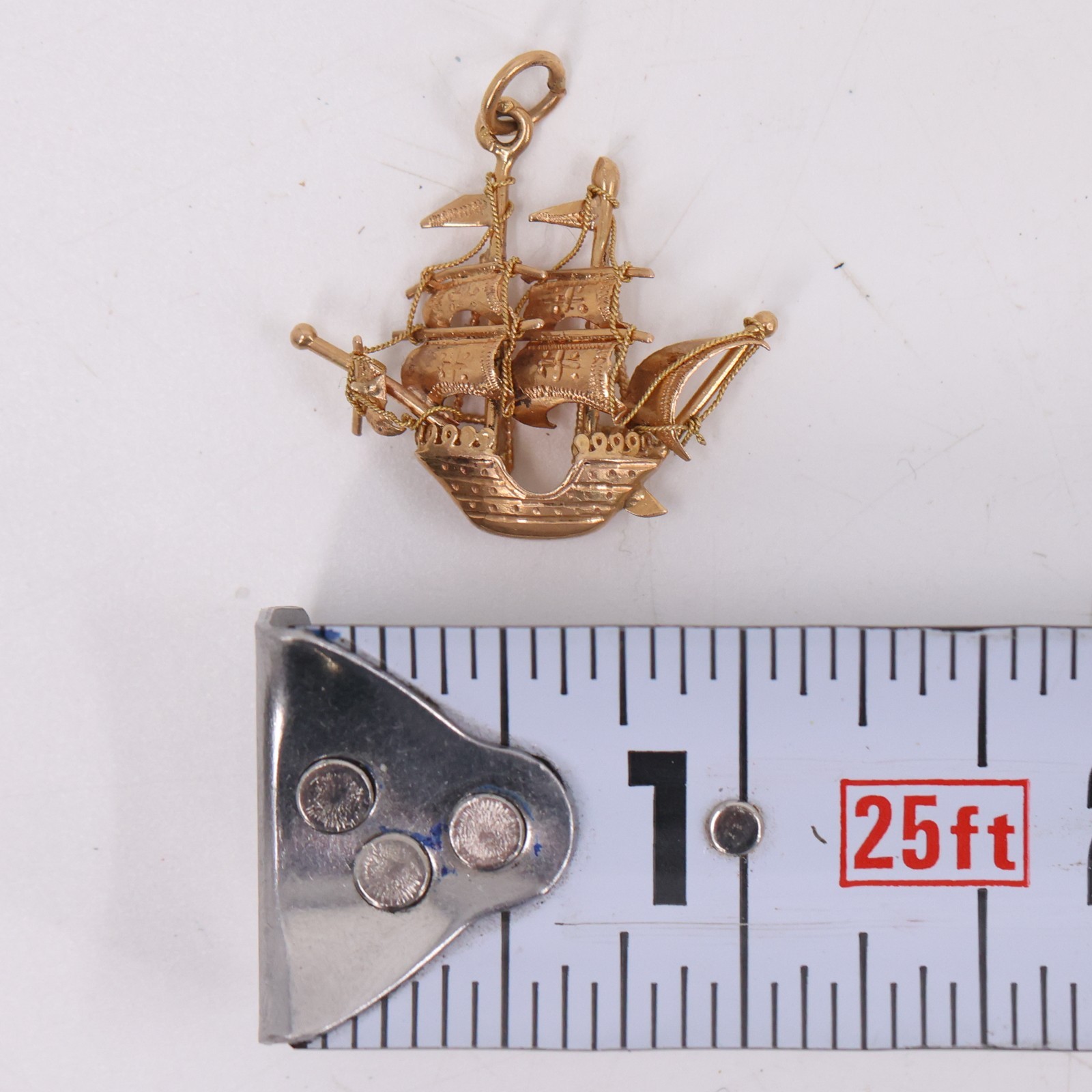 18KT Gold Karat 2.4 Grams Spanish Galleon Pirate Ship Charm Necklace Pendant