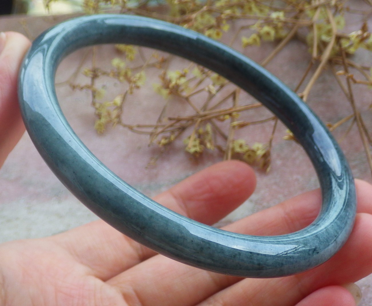 Video Certified Natural A JADE JADEITE Circle Bangle Bracelet 69 mm 131740 VS