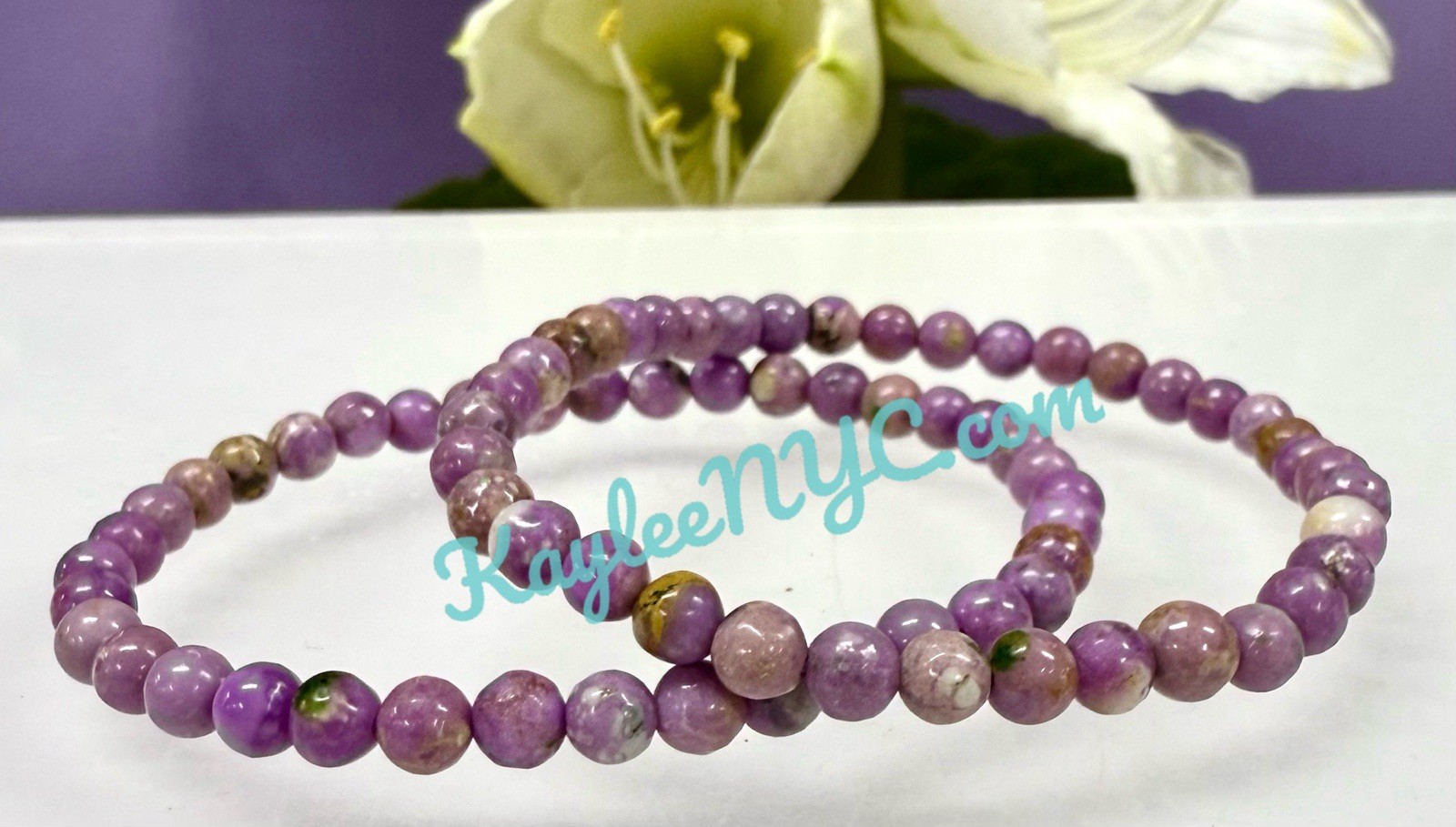 Wholesale Lot 6 Pcs Natural Phosphosiderite 5mm Crystal Stretch Bracelet 7.5”