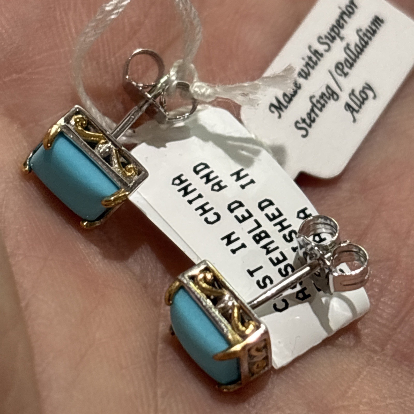 gems en vogue michael valitutti SS Palladium Sleeping Beauty Turquoise Earrings