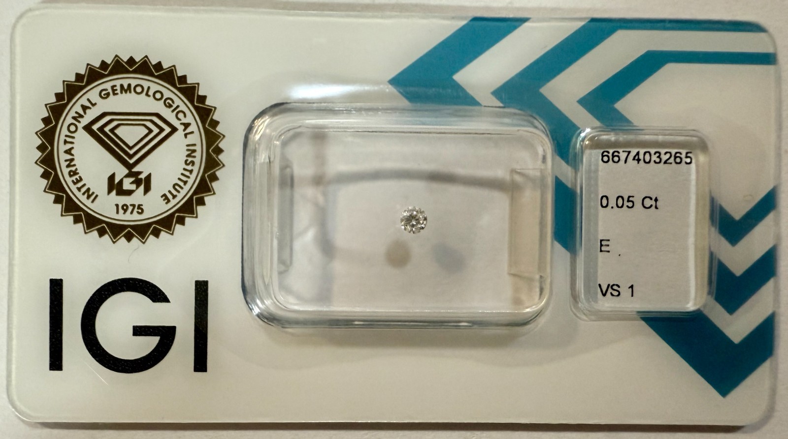 0.05 CT E Color VS1 Clarity Natural DIAMOND IGI Certified & Sealed
