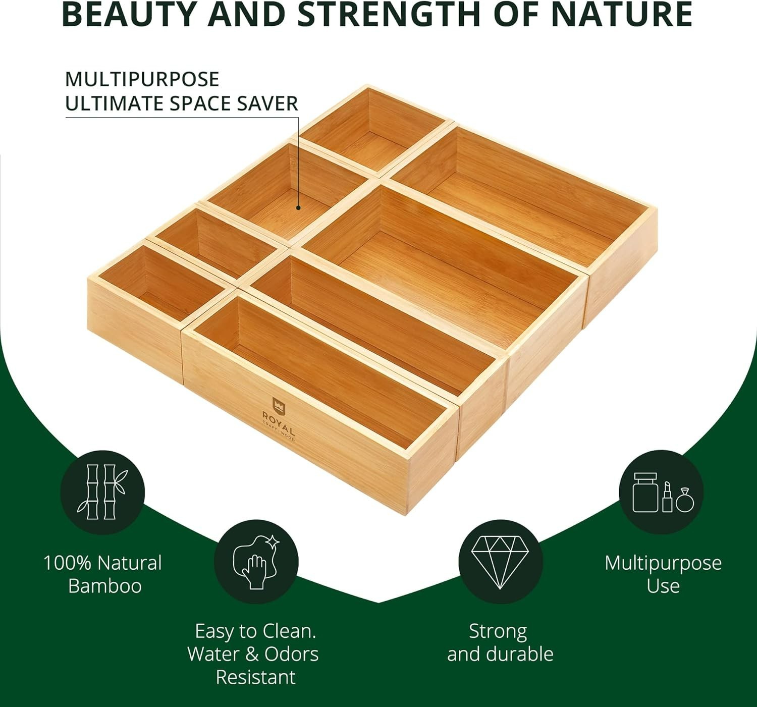 ROYAL CRAFT WOOD Bamboo Jewelry Organizer Box and Chests Set – 8 boxes