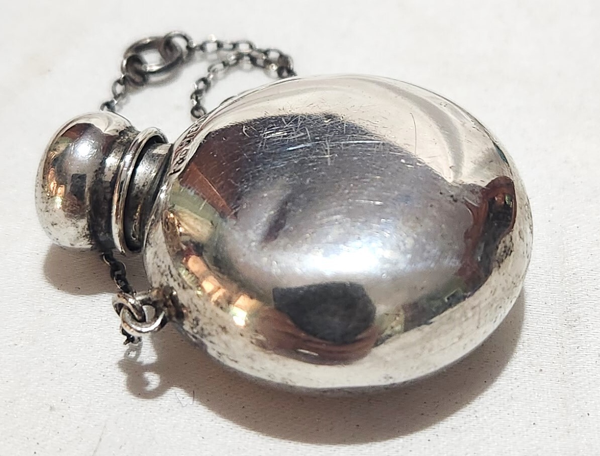 Theodore Foster & Bro F & B Sterling Silver Chatelaine Perfume Flask Pendant