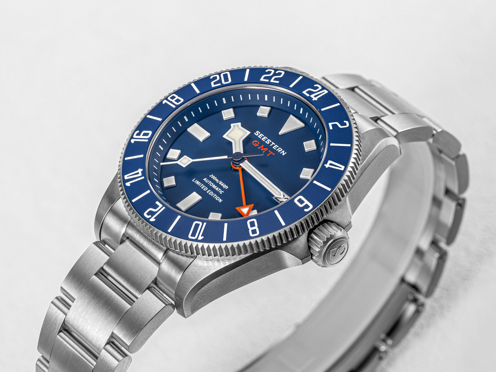 1PC SEESTERN S462.E Titaniumn GMT Professional Diver Limited Edition Mens Watch