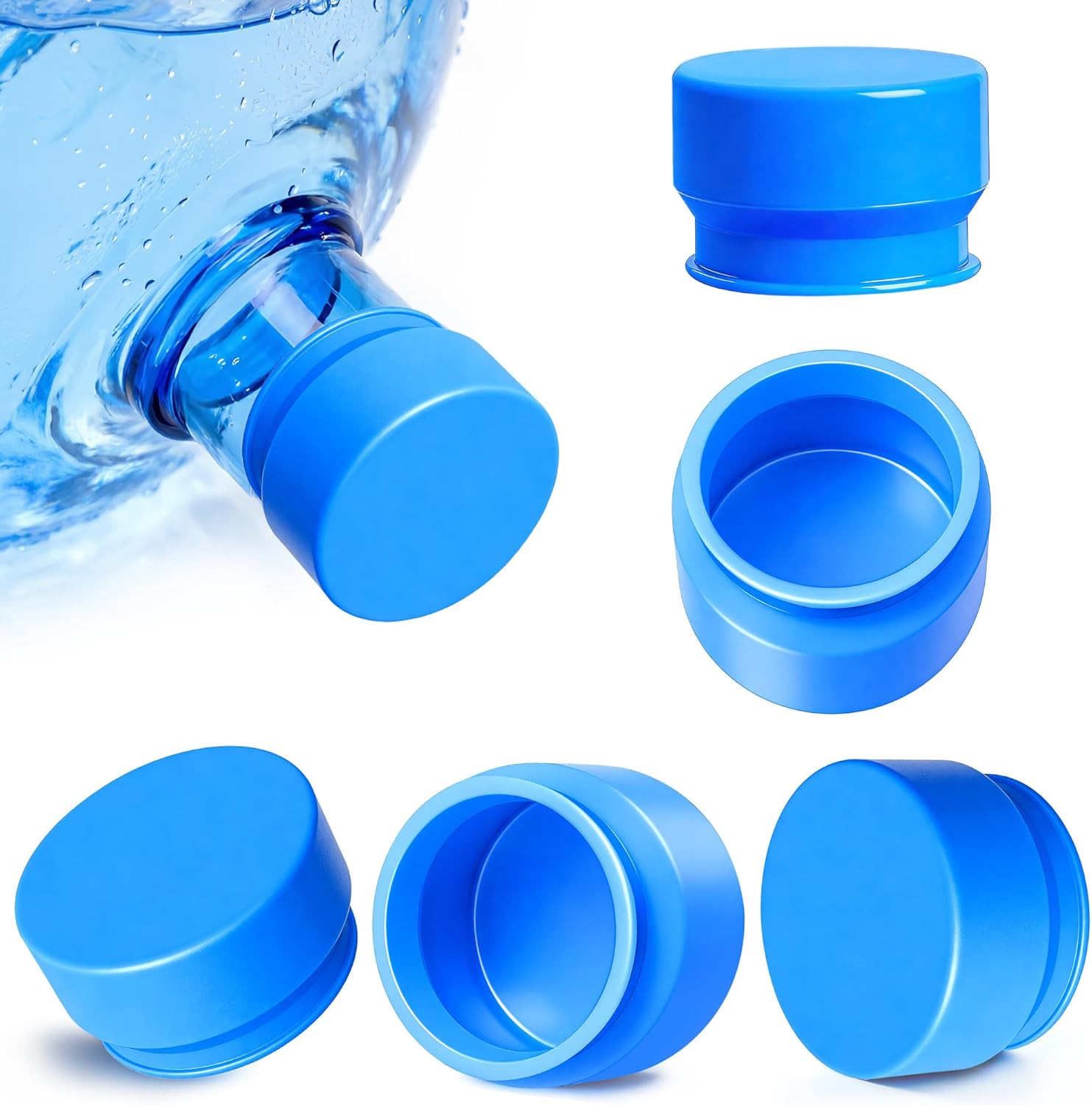 Upgraded 3 and 5 Gallon Water Jug Cap, Silicone Reusable Replacement Cap, No Spi