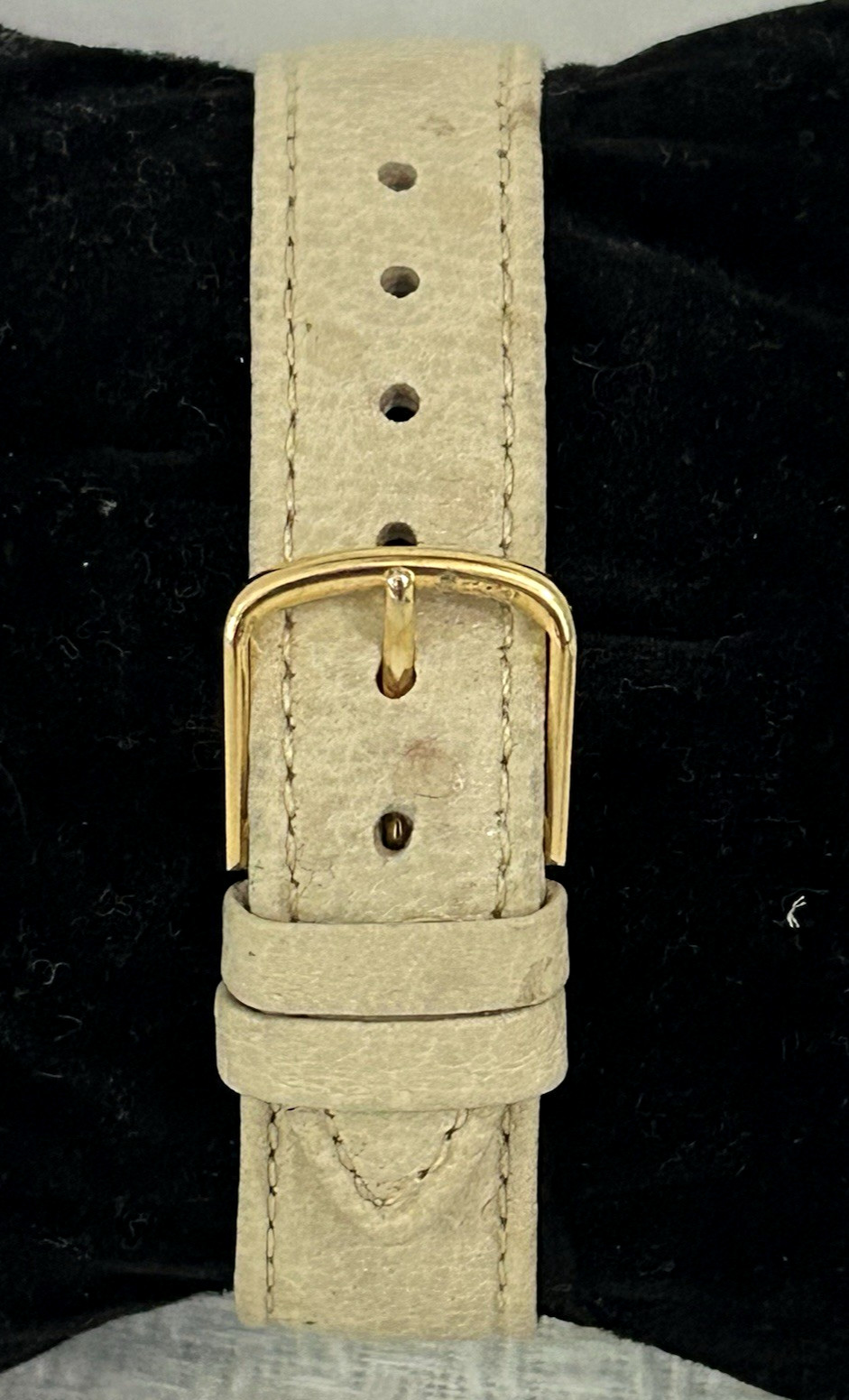 VTG Watch Hand Painted Robin Bird in Snow Artwork Dial Beige Leather New Battery
