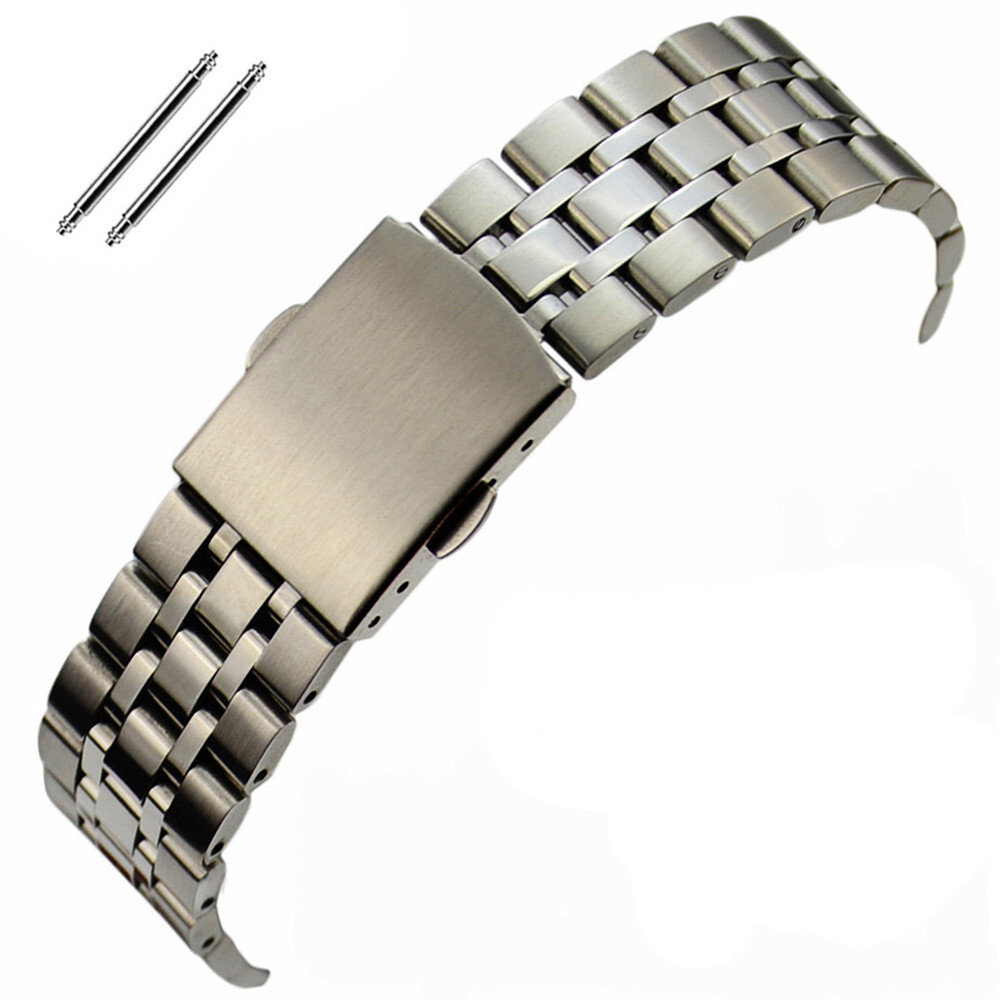 16 18 19 20 21 22mm Silver Pure Solid Link 316L Stainless Steel Watch Strap Band