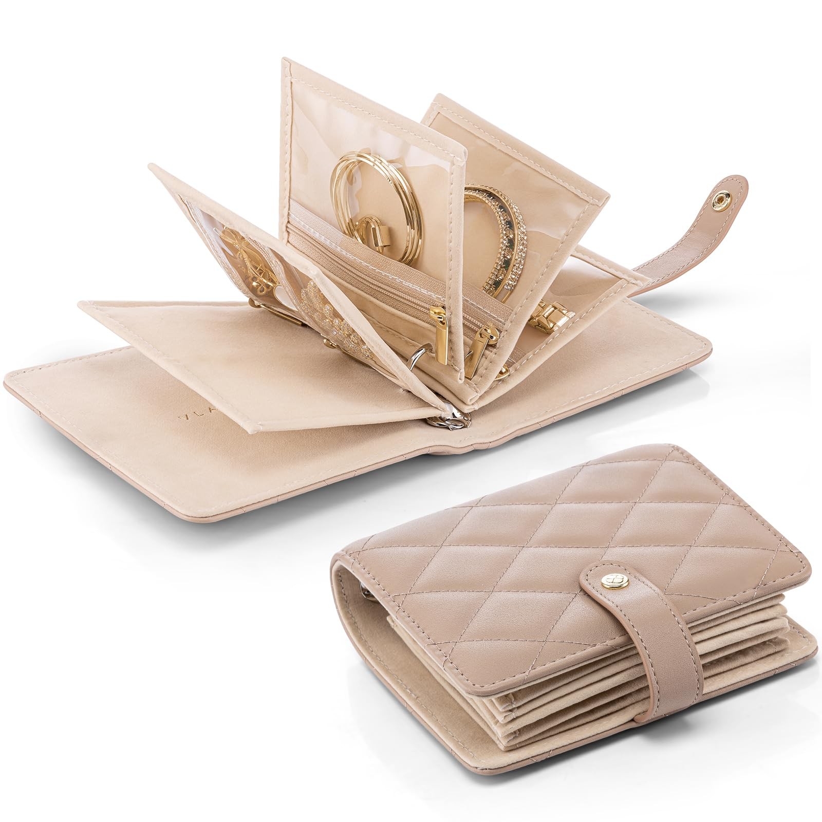 Travel Jewelry Case,Portable Jewelry Organizer Storage Book with Clear Zipper…