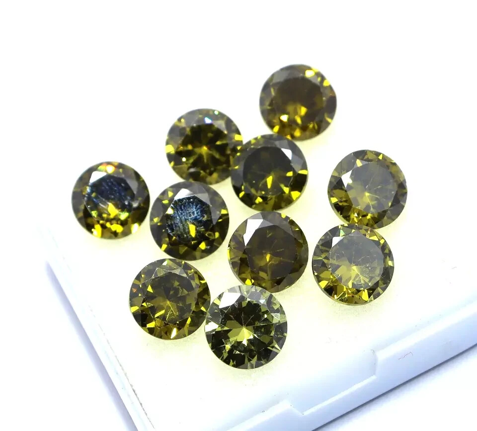 Certified Gemstone Lot Natural Green Zircon 6 mm Round Cut 33 Pcs Cambodian
