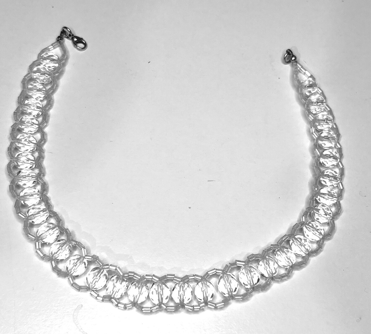 Elo7 Clear Crochet Crystal Choker Necklace 13”