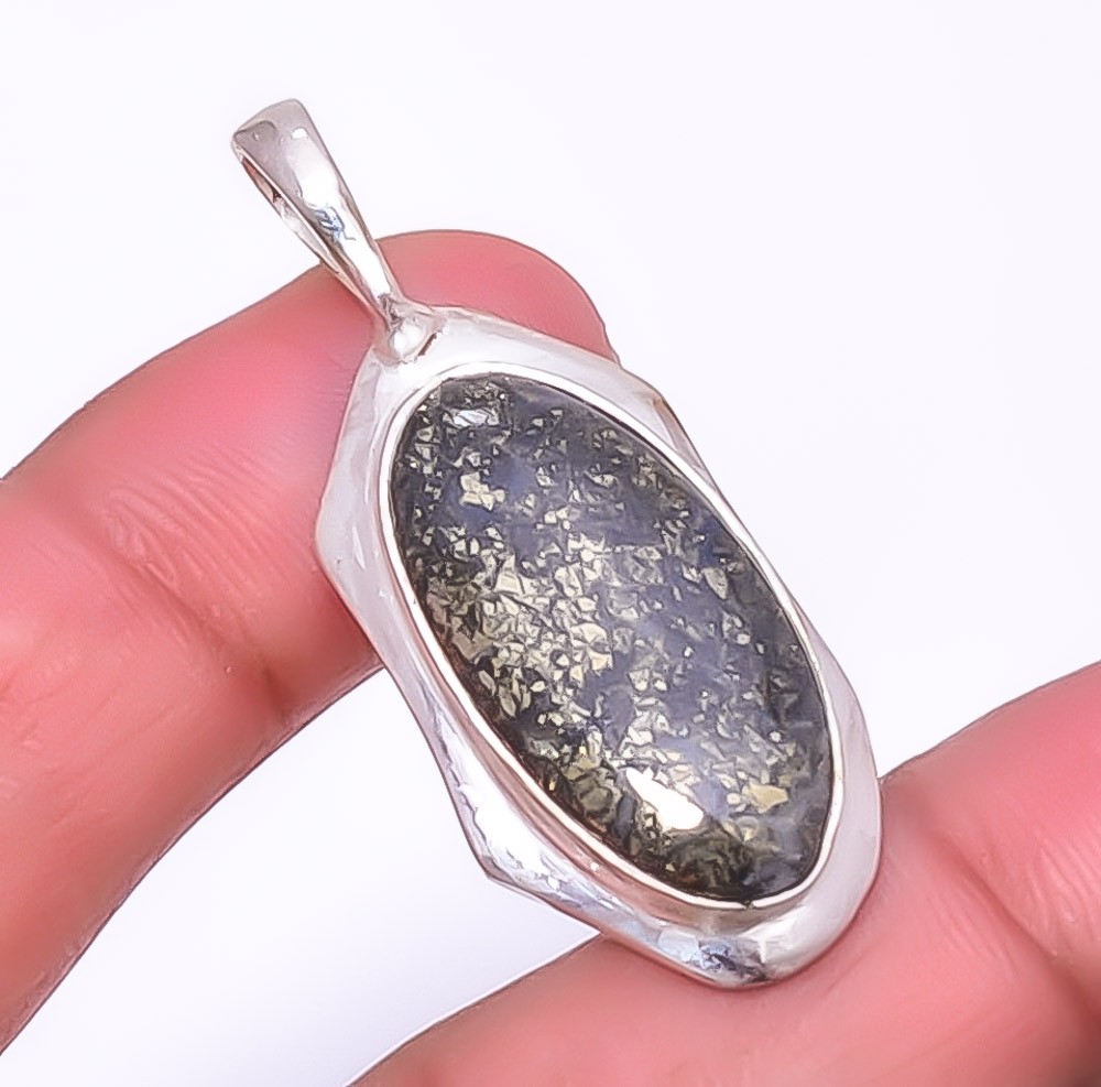 Marcasite – Callahan Mine Gemstone 925 Silver Plated Pendant 1.68″ A326