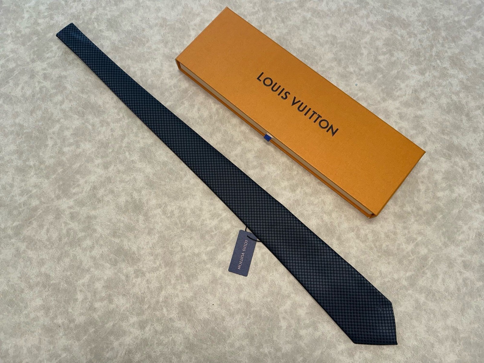 Louis Vuitton Men’s Micro Damier Tie Black Full Packaging NWT