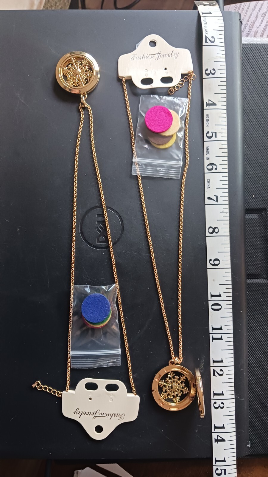 2 Aromatherapy Essential Oil Pendant Diffuser. Snowflake Necklace.