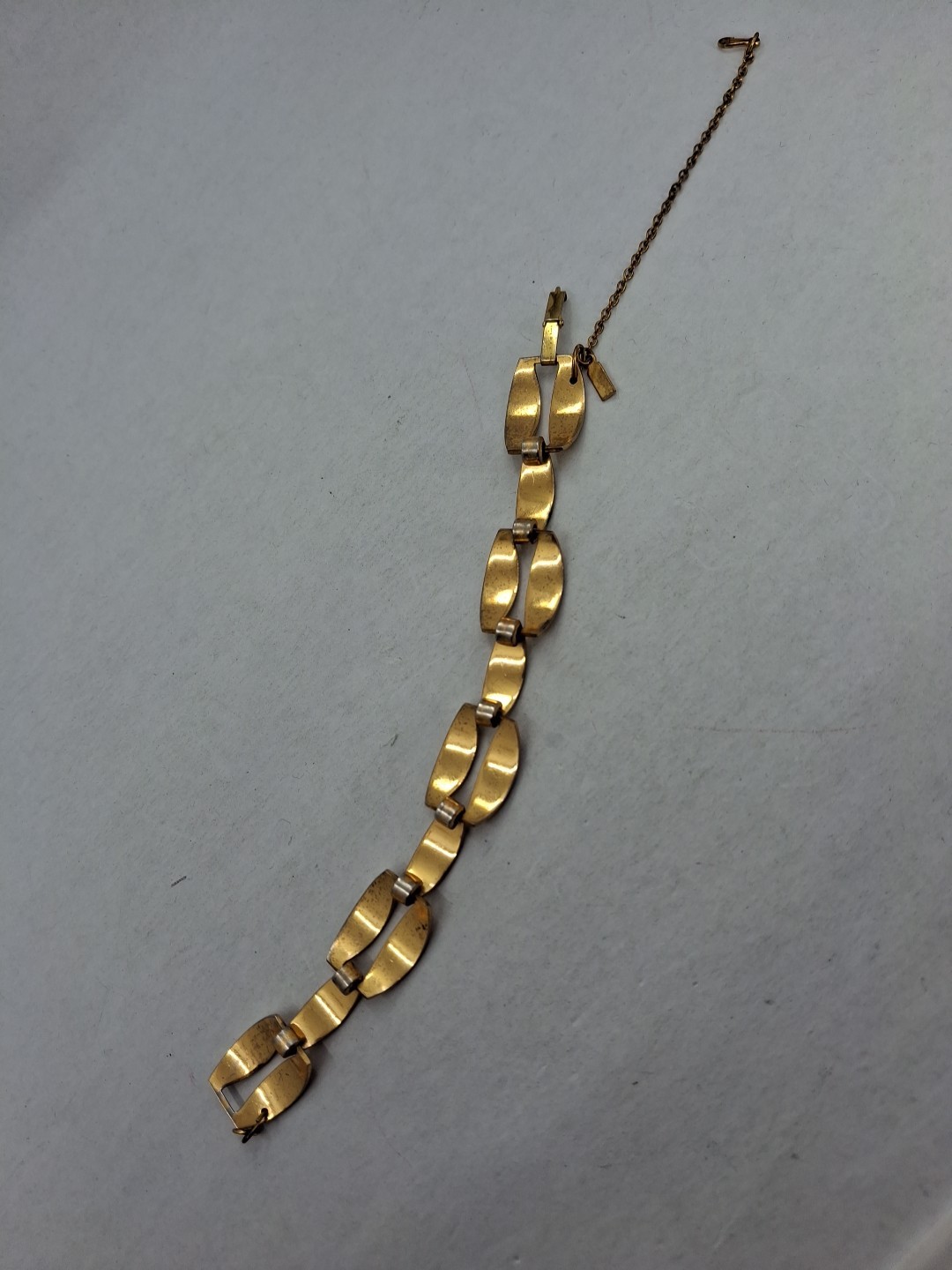 Vintage Monet Jewelers Gold Plated Chunky Double Link Bracelet With Safety Chain