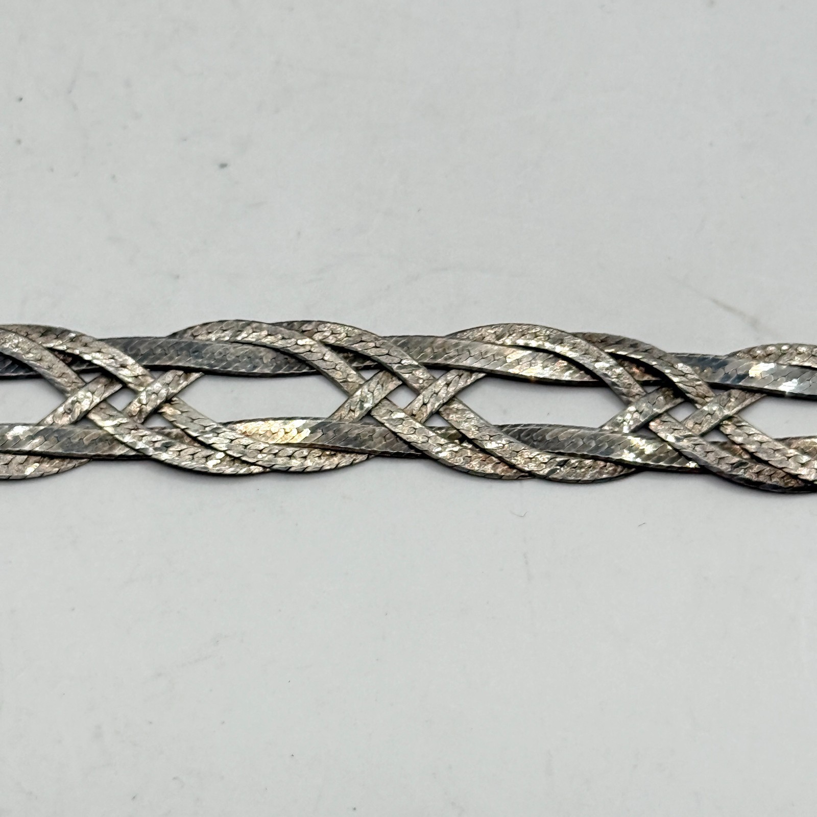 Vintage Milor Italy 925 Sterling Silver Woven Herringbone 7.5″ Bracelet 10.6g