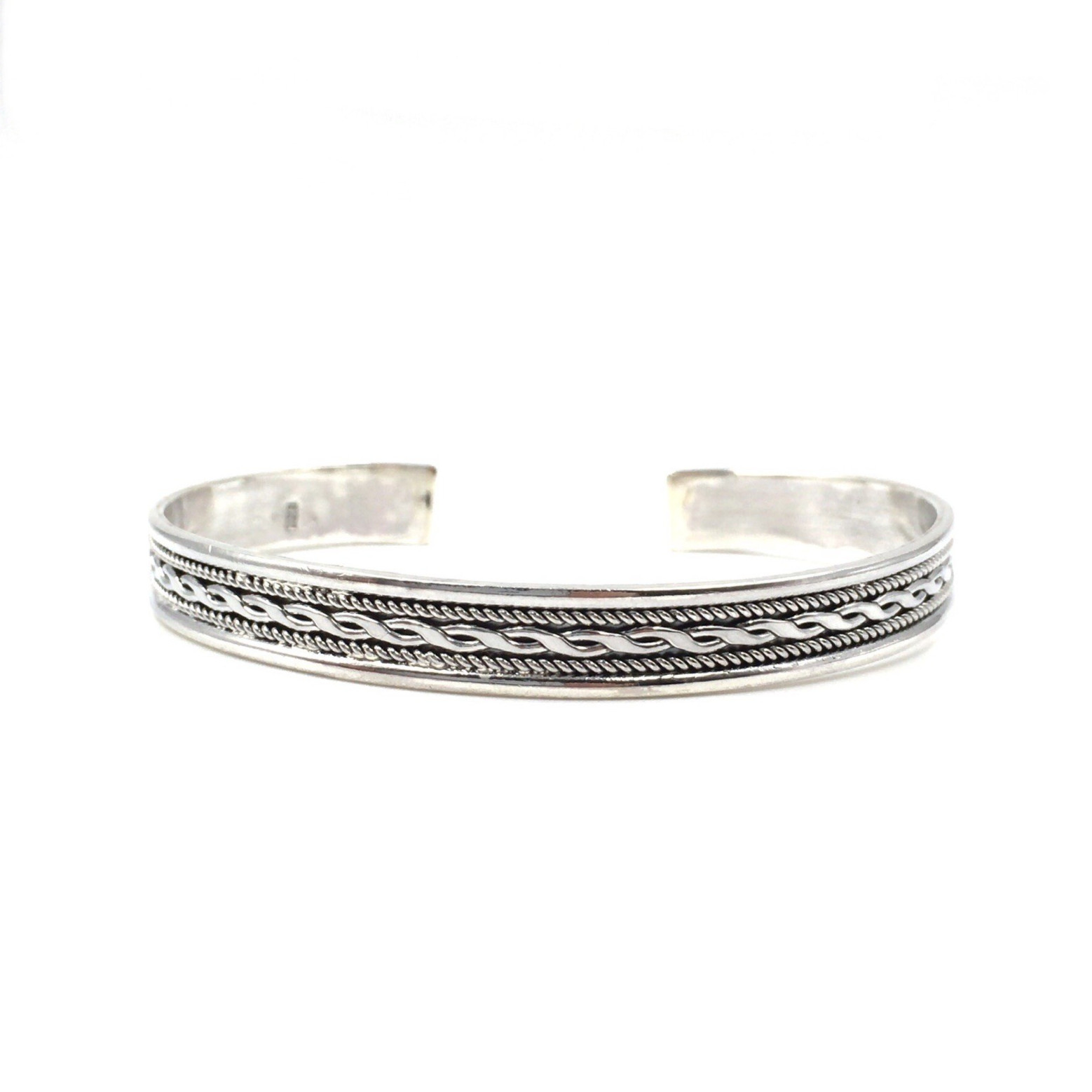 Modern Bangle Solid 925 Silver Bracelet Unisex Bangle 8mm Jewellery 18 Gr